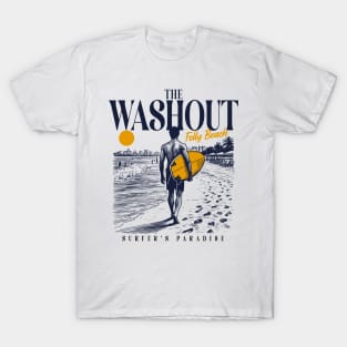 Vintage Surfing The Washout at Folly Beach, South Carolina // Retro Surfer Sketch // Surfer's Paradise T-Shirt